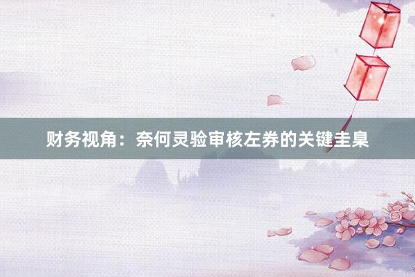 财务视角：奈何灵验审核左券的关键圭臬